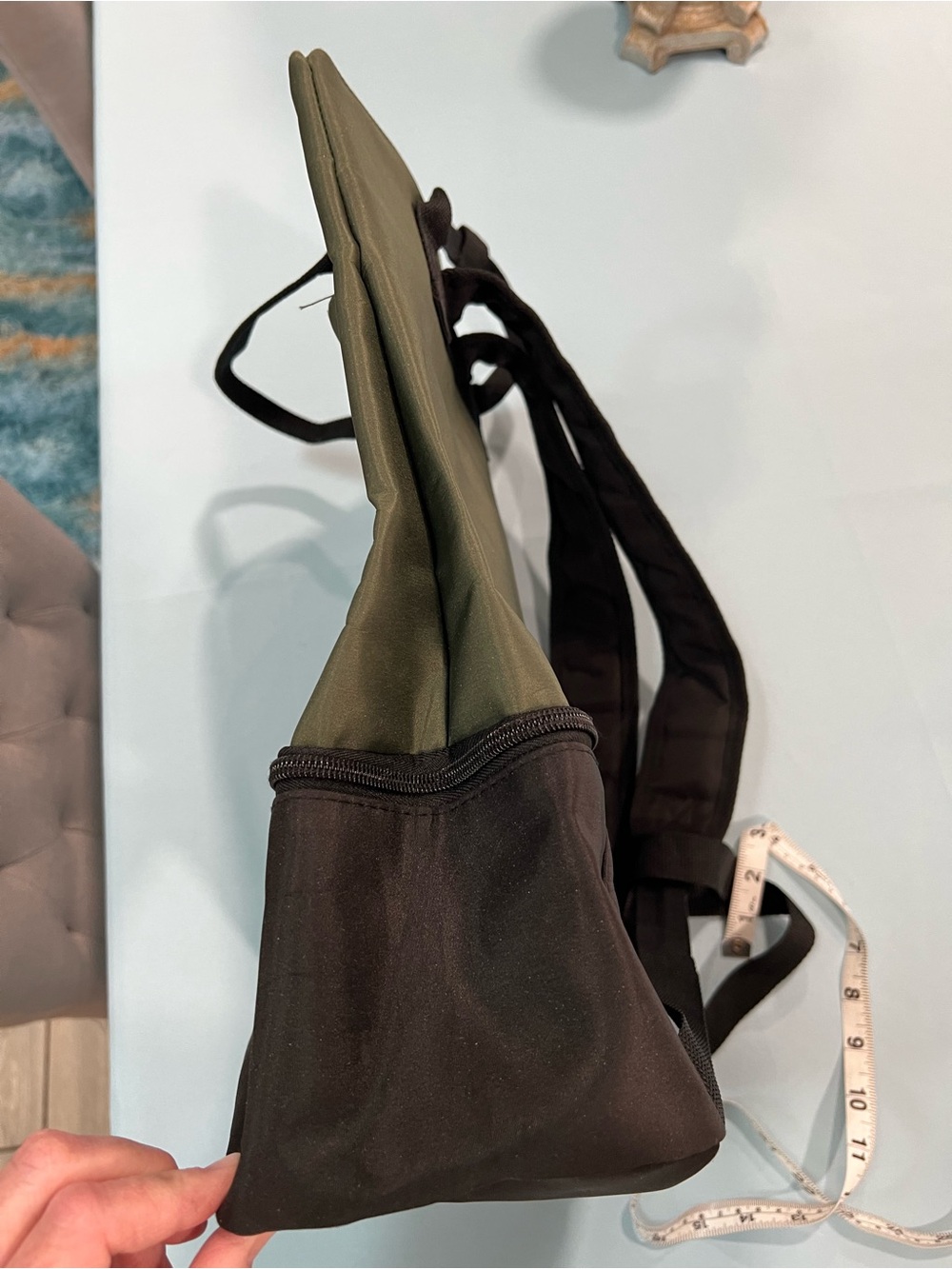 DSW Olive and Black Two-Tone Travel Backpack Tote - Picture 8 of 13